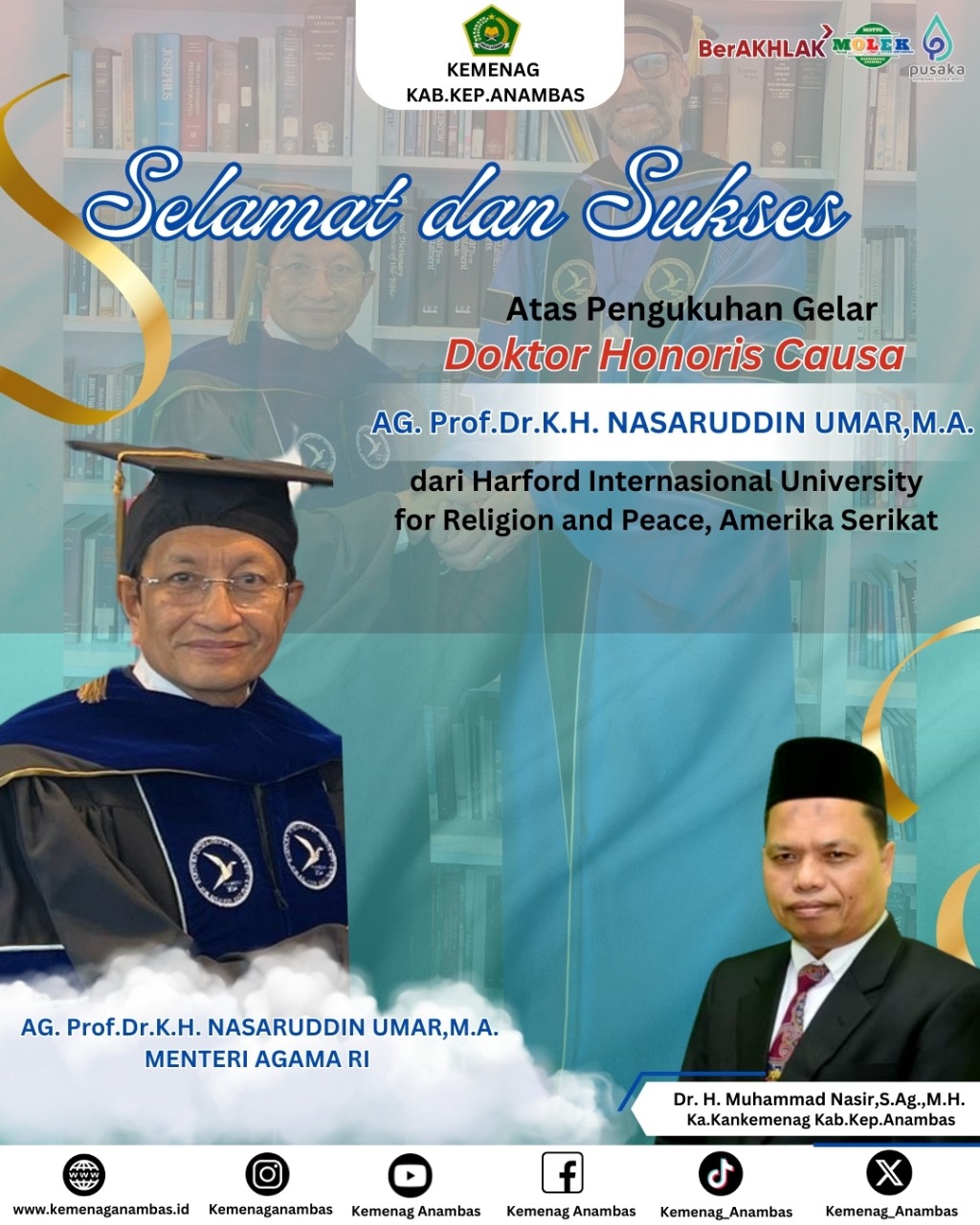 Selamat dan Sukses atas Pengkuran Gelar Menteri Agama RI